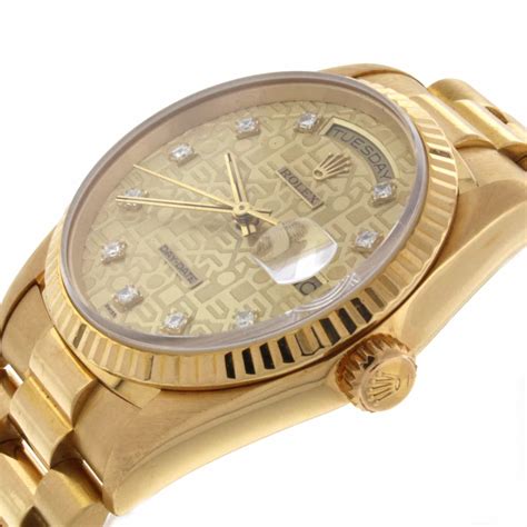 rolex day-date 18238 president 36mm 18k gold-jubilee diamond dial-diamond bezel|rolex 18238 day date.